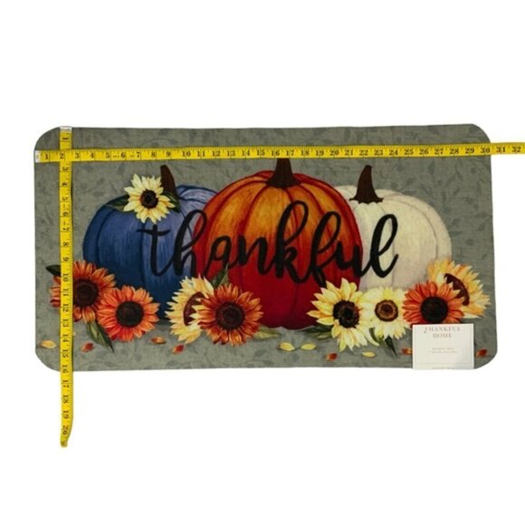 Sunflower Pumpkin Accent Rug Welcome Mat Thankful Rectangle Multicolor 17 x 30 - Picture 4 of 14